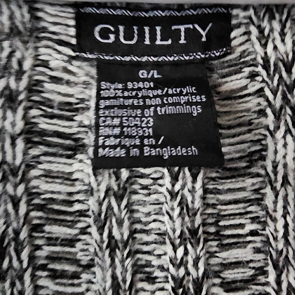 GUILTY Black and White Knit Sweater with Low Drop Cowellneck, size Large - Picture 4 of 5